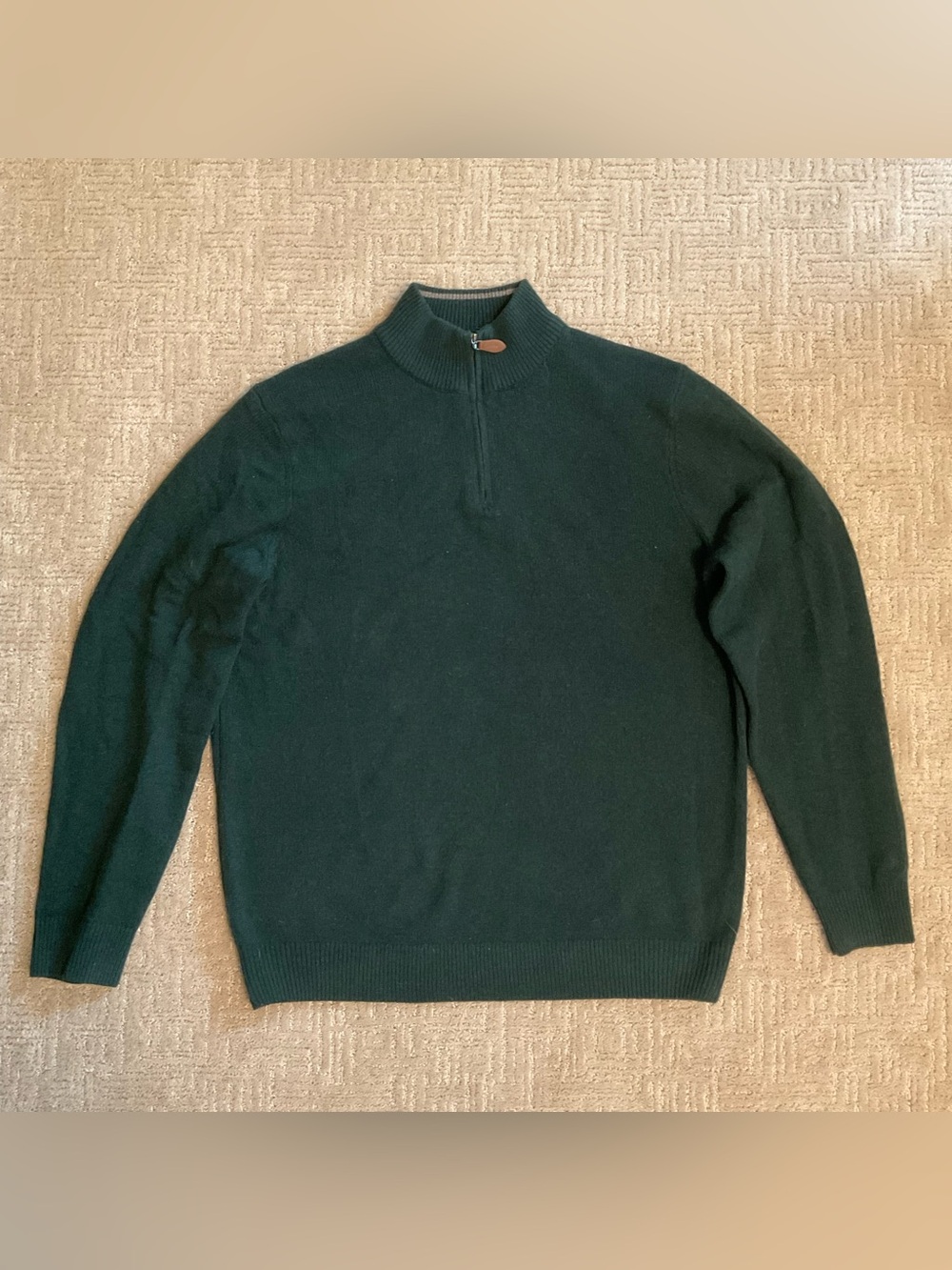 Lachlan Sweater Dark Green Quarter‑Zip Lambswool Blend L Old Money Grandpacore